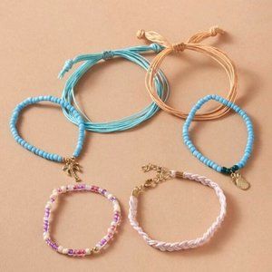 6 x MULTI COLOR PINEAPPLE TREE SEEDBEAD BRACELETS